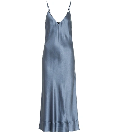 Shop Lee Mathews Rose Silk-satin Slip Dress In Blue