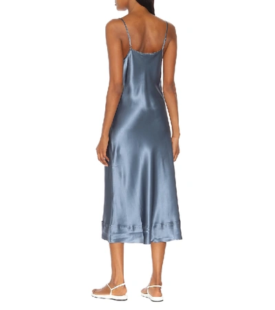 Shop Lee Mathews Rose Silk-satin Slip Dress In Blue