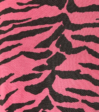 Shop Saint Laurent Zebra-printed Cotton T-shirt In Pink