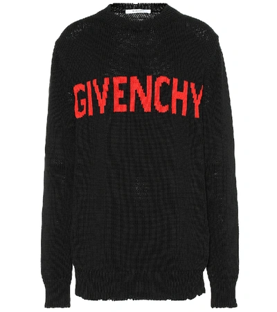 Shop Givenchy Logo Intarsia Cotton Sweater In Black