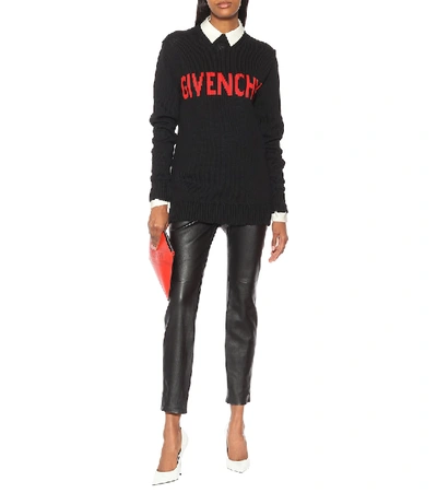 Shop Givenchy Logo Intarsia Cotton Sweater In Black
