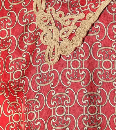Shop Fendi Printed Silk-twill Midi Dress In Red