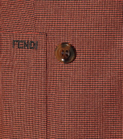 Shop Fendi Shearling-trimmed Wool-blend Blazer In Orange