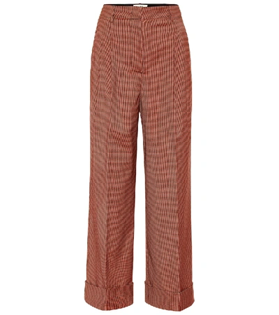 Shop Fendi Wool-blend Wide-leg Pants In Orange
