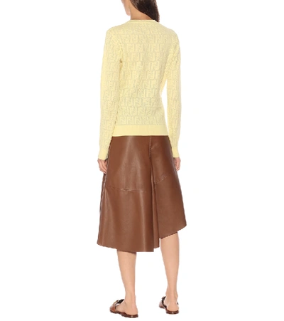 Shop Fendi Cotton-blend Knit Top In Yellow