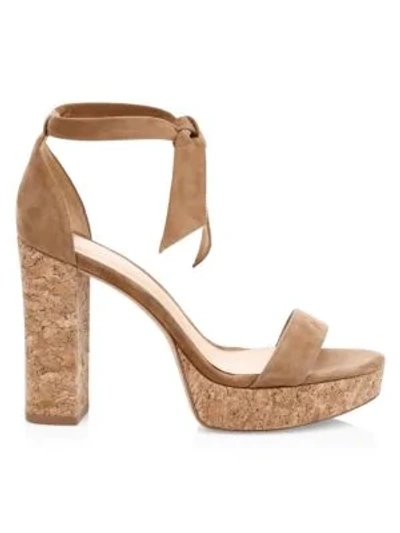 Shop Alexandre Birman New Celine Suede Platform Sandals In Tan