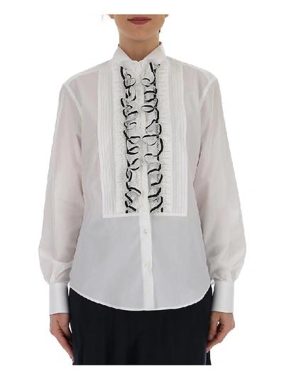 Shop Dolce & Gabbana Frill Trim Shirt In White
