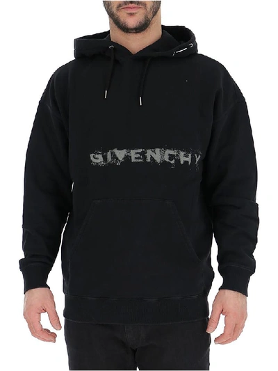 Shop Givenchy Logo Printed Hoodie In Black
