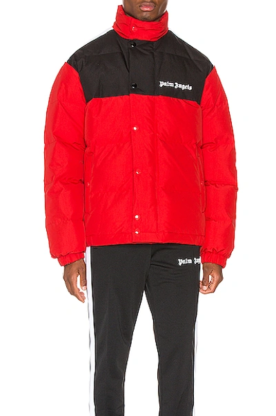 Shop Palm Angels Down Track Jacket In Red & White