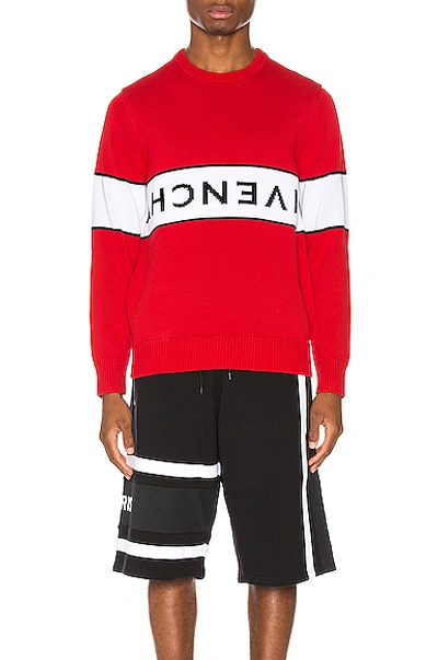 Shop Givenchy Upside Down Logo Sweater In Red & White