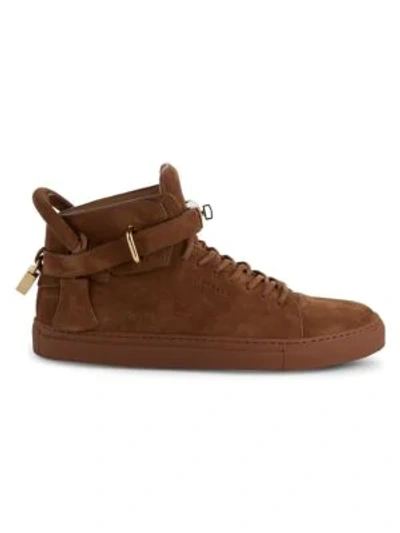 Shop Buscemi Logo Suede High-top Sneakers In Brown