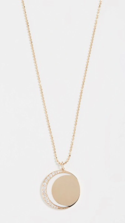 Shop Ef Collection 14k Diamond & Enamel Crescent Moon Necklace In Yellow Gold/white