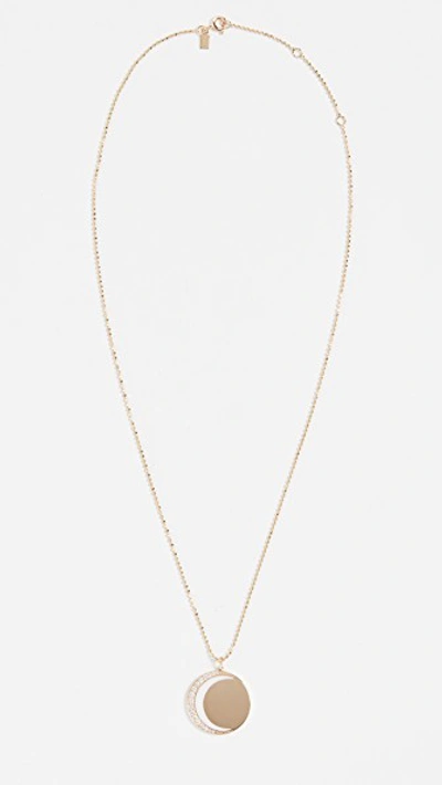 Shop Ef Collection 14k Diamond & Enamel Crescent Moon Necklace In Yellow Gold/white