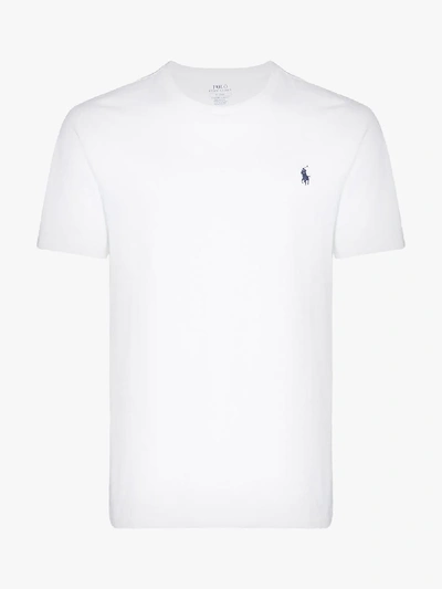 Shop Polo Ralph Lauren White Embroidered Logo Cotton T-shirt