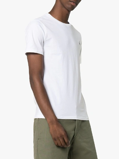 Shop Polo Ralph Lauren White Embroidered Logo Cotton T-shirt