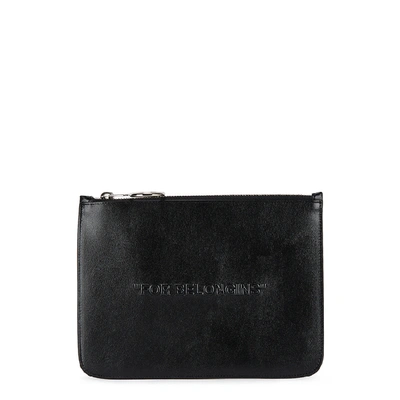 Shop Off-white Black Embossed Leather Pouch