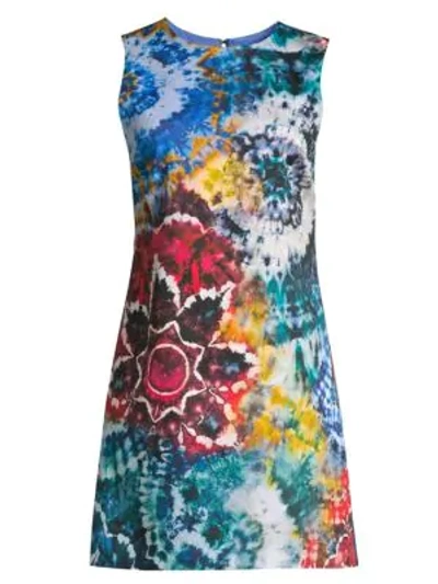 Shop Alice And Olivia Coley Tie-dye A-line Mini Dress In Tie Dye Kaleidoscope