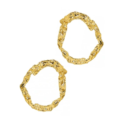Shop Chloé Anouck Gold-tone Textured Hoop Earrings