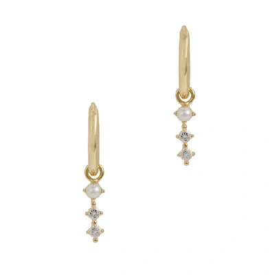 Shop Otiumberg 9kt Gold Mini Pearl Hoop Earring
