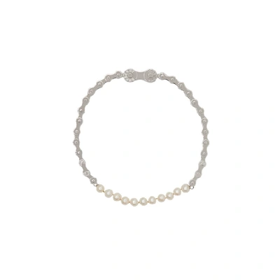 Shop Burberry Pearl Detail Bicycle Chain Palladium-plated Necklace