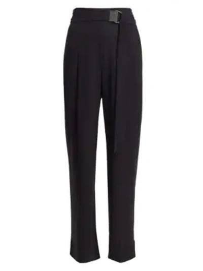 Shop Brunello Cucinelli Belted Silk Wide-leg Trousers In Black