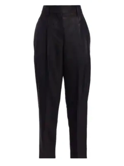 Shop Brunello Cucinelli Glitter Wool-blend Crop Pants In Black