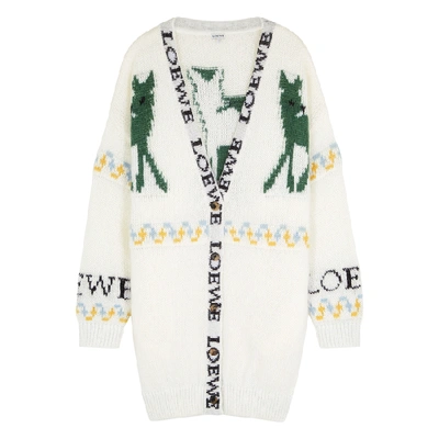 Shop Loewe Oversized Mohair-blend Cardigan In Ivory