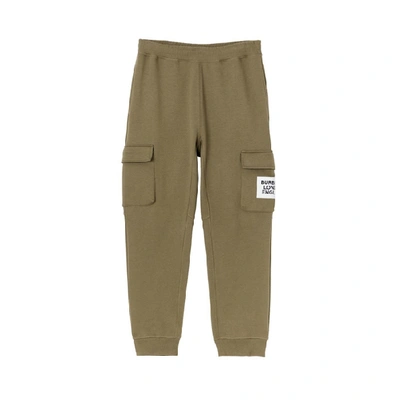 Shop Burberry Logo Print Cotton Trackpants In Dark Moss