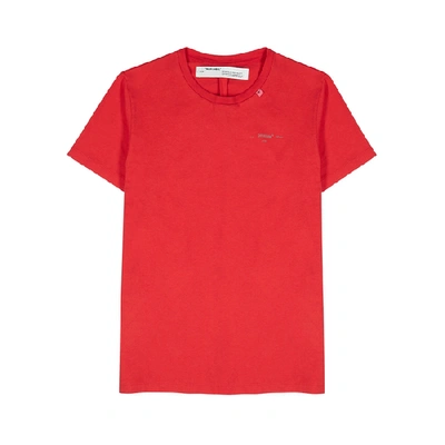 Shop Off-white Red Printed Cotton T-shirt