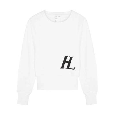 Shop Helmut Lang White Logo Cotton Sweatshirt