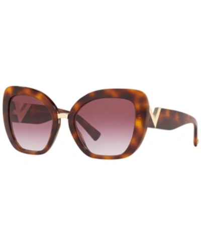 Shop Valentino Sunglasses, Va4057 54 In Light Havana/gradient Purple