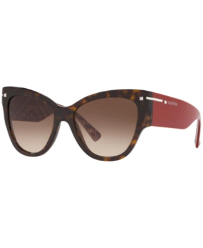 Shop Valentino Sunglasses, Va4028 55 In Havana/brown Gradient Dark Brown