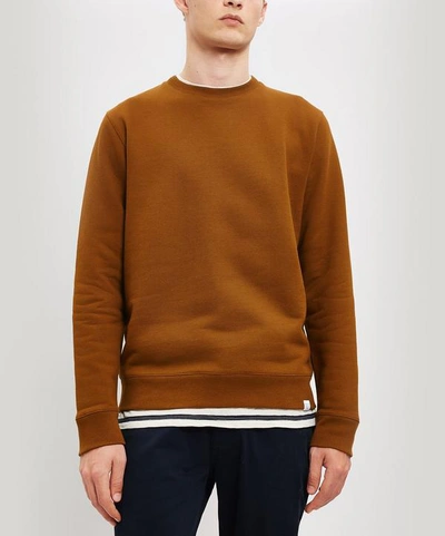 Shop Norse Projects Vagn Cotton Sweater In Russet Brown