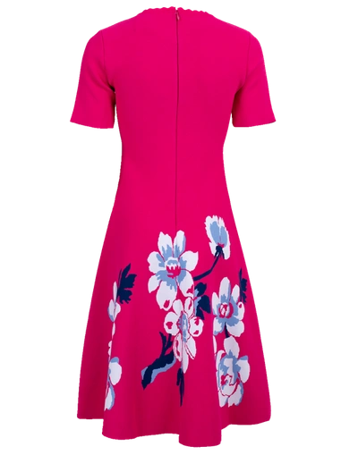 Shop Carolina Herrera Short Sleeve Knit Dress In Pink