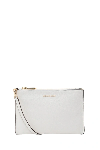 Shop Michael Michael Kors Large Pebbled Leather Double-pouch Crossbody In Bianco