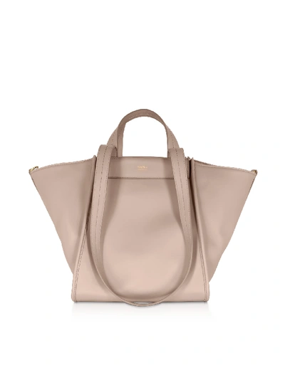 Shop Max Mara Pure Leather And Cashmere Reversible Large Tote In Taupe