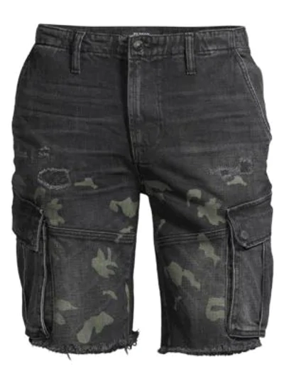 Shop Hudson Camo Print Denim Cut-off Shorts In Black Camo
