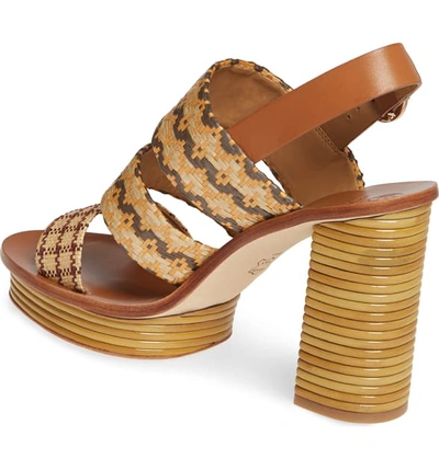 Shop Tory Burch Patos Slingback Platform Sandal In Western Weave/ Straw Weave