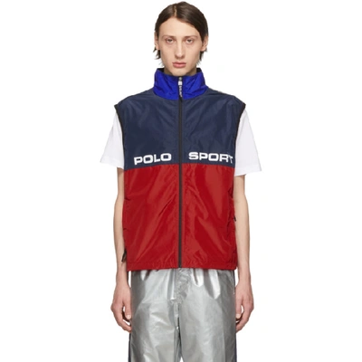 Shop Polo Ralph Lauren Red And Navy Logo Vest In Rl2000red/n