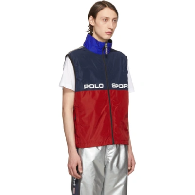 Shop Polo Ralph Lauren Red And Navy Logo Vest In Rl2000red/n
