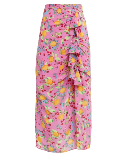 Shop Saloni Kelly Draped Crepe Skirt In Multi