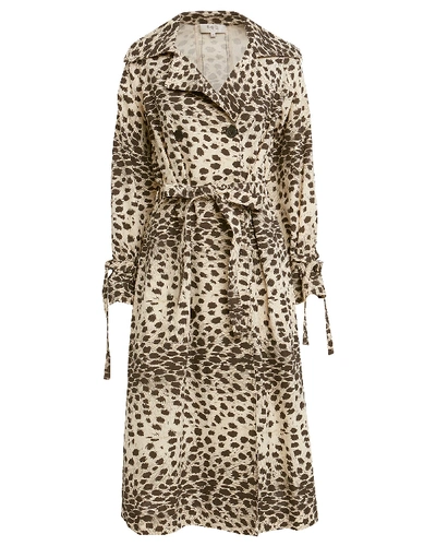 Shop Sea Leo Leopard Double Breasted Trench Coat In Multi