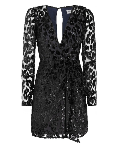 Shop Self-portrait Metallic Leopard Mini Dress In Black