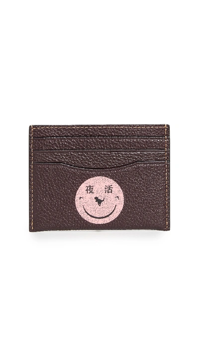 Shop Coach 1941 X Yeti Out Smiley Face Card Case In Oxblood
