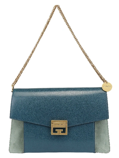 Shop Givenchy Gv3 Medium Shoulder Bag In Blue Pistachio