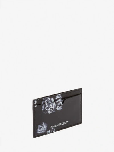 Shop Alexander Mcqueen Skull Rose Card Holder In Black