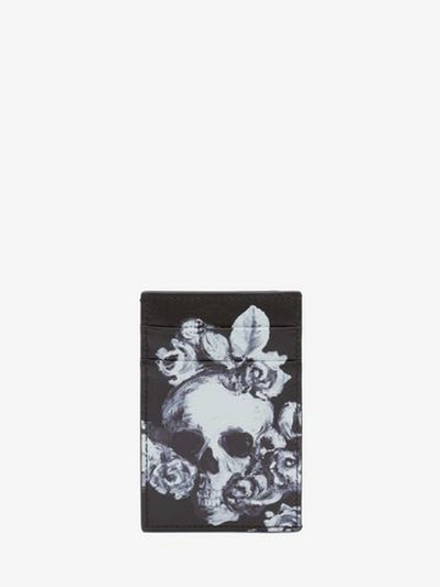 Shop Alexander Mcqueen Skull Rose Card Holder In Black