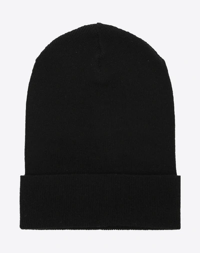 Shop Valentino Vltn Knitted Hat In Black