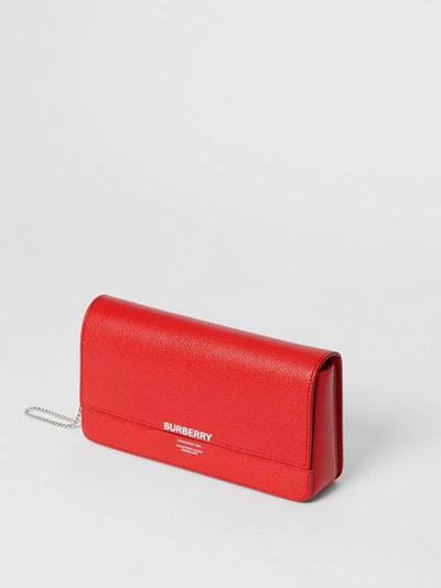 Shop Burberry Leather Grace Clutch In Bright Military Red