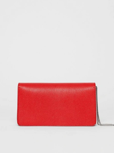 Shop Burberry Leather Grace Clutch In Bright Military Red